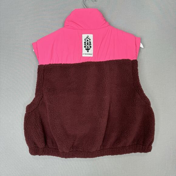 Free People Movement Journey Ahead Vest Jacket Women XS Pink Sherpa Fleece Plush - Picture 5 of 12